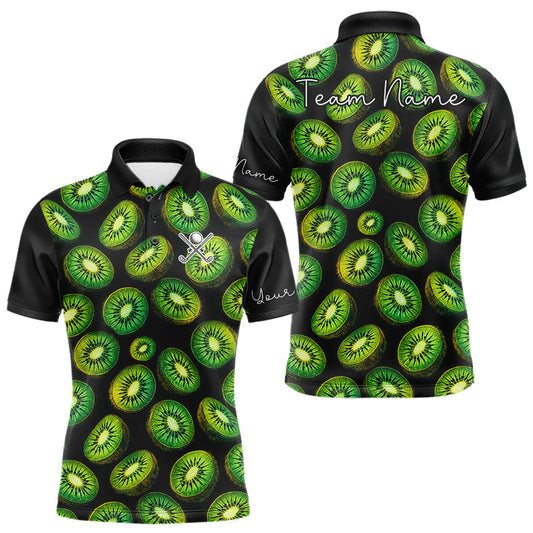 Maxcorners Funny Colorful Kiwi In Dark Golf Men's Polo Shirt, Funny Fruit Pattern Polo Top