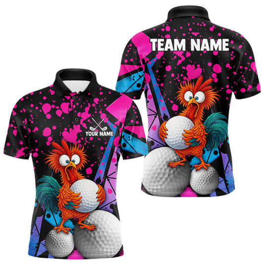 Maxcorners Colorful Funny Chicken Golf Jersey For Men Golf League Golf Team Shirts LM1705