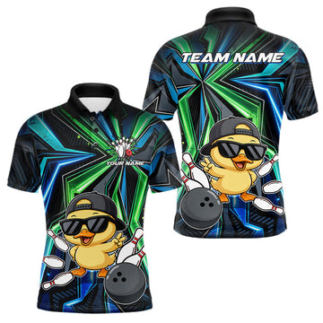 Maxcorners Custom Men Bowling Shirt With Funny Duck – Personalized Team Bowling Jersey, 3D Bowling Shirt