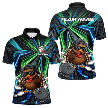 Maxcorners Custom Men Bowling Shirt With Funny Turkey – Personalized Team Bowling Jersey, 3D Bowling Shirt