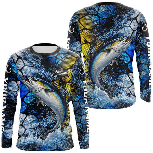 Maxcorners Tuna Fishing Customize Name Long Sleeve Fishing Shirts, Personalized Tuna Fishing Gift LM0402