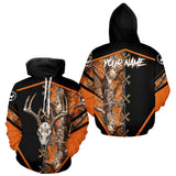 Maxcorners Personalized Orange Camo Black Skull Deer Hunting 3D Shirts, Perfect Gift for Hunters LM0611