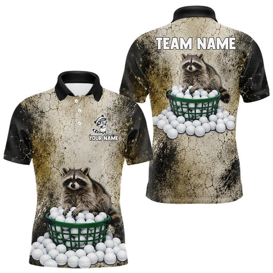 Maxcorners Custom Raccoon Golf Polo Shirt For Men - Personalized Funny Vintage Golf Apparel