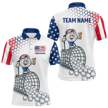 Maxcorners Funny Custom Patriotic Mens Golf Polo Shirt, Personalized Drinking Golf Jersey, Custom Golf Outfit For Family Team Shirt LM0404