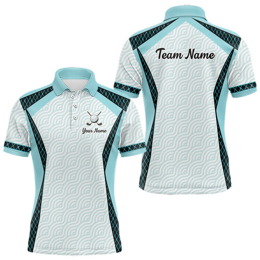 Maxcorners Personalized Aqua Sea Wave Golf Shirt With Name, Elegant Men's Sportswear, Stylish Men Golf Jersey LM0404