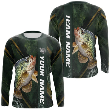 Maxcorners Personalized Crappie Fishing Jersey Green Angler Shirt Custom Name, Fishing Gift For Men LM1005