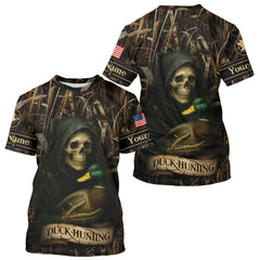 Maxcorners Duck Hunting Camouflage US Flag Custom 3D All Over Printed Shirts Personalized Hunting gift LM1109