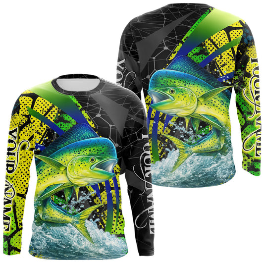 Maxcorners Personalized Mahi Mahi Fishing Jerseys 3D Long Sleeve Shirt, Fishing Gift LM1501