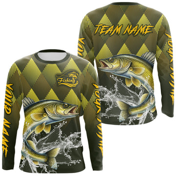 Maxcorners Custom Walleye Fishing Long Sleeve Tournament Fishing Shirts, Walleye Fishing Apparel  LM1501