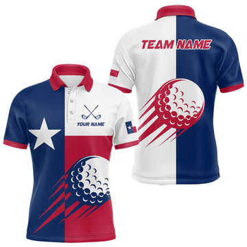 Maxcorners Personalized Texas Flag Patriotic Golf White Mens Golf Polo Shirts Custom Mens Golf Gift For Men