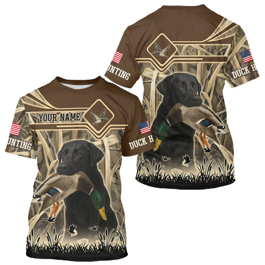 Maxcorners Mallard Duck Hunting Camouflage Shirt With Black Labrador Retriever, Duck Hunting Season 
 LM1109