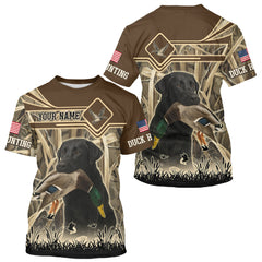 Maxcorners Mallard Duck Hunting Camouflage Shirt With Black Labrador Retriever, Duck Hunting Season 
 LM1109
