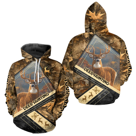 Maxcorners Deer Buck Custom Name 3D All Over Printed Shirts, Best Deer Hunting Season