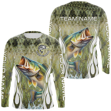 Maxcorners Personalized Bass Team Fishing Shirt - Long Sleeve Tournament Fishing Apparel LM2306