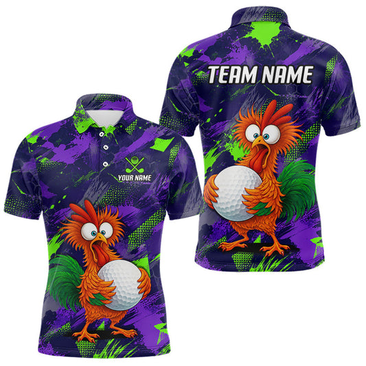 Maxcorners Personalized Funny Chicken Golf Polo Shirt Custom Team Name Golf Gift