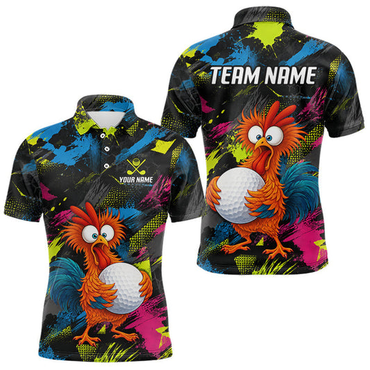 Maxcorners Personalized Funny Chicken Golf Polo Shirt Custom Team Name Golf Gift For Men