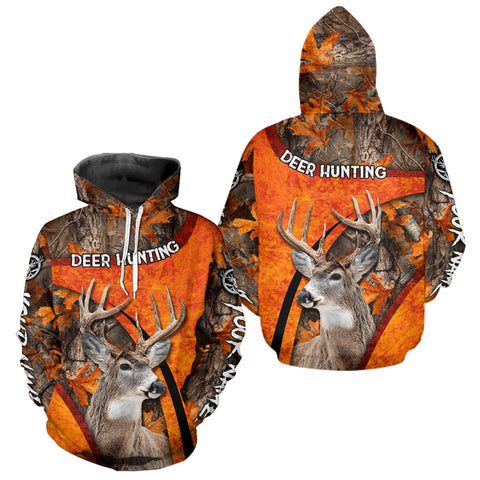 Maxcorners Orange Camo Deer Hunting Shirt, Deer Hunting with Full All - Over 3D For Deer Hunters LM2110