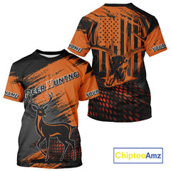 Maxcorners Best Deer Hunting Shirt 3D All Over Print Orange And Black Personalized Name For Hunters LM2608