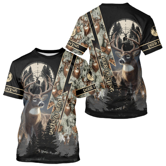 Maxcorners Deer Hunting Shirt Whitetail Deer With Scope Camo Custom Name Hunting Gifts For Hunters LM0409
