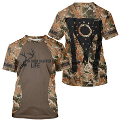 Maxcorners Beautiful Deer Hunting Shirt Camo Ohio Flag Deer Hunter Life Custom Name Hunting Gift LM0409