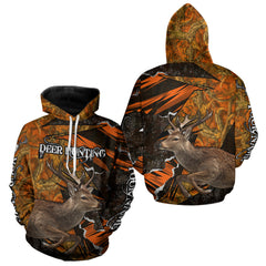 Maxcorners Best Deer Hunting Shirt Personalized 3D All Over Print Black With Orange Camo Hunting Clothes LM2608