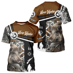 Maxcorners Boar Hunting Brown Camo Snow Winter 3D Shirt For Hunting Season Hunting Clothes For Hunters LM1109