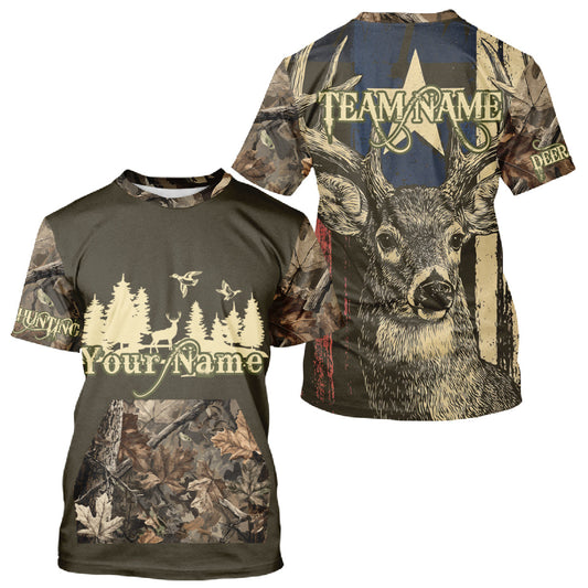 Maxcorners Deer hunting Shirt 3D All Over Print With Texas Flag & Forest Camo Best Gift For Hunter LM2608