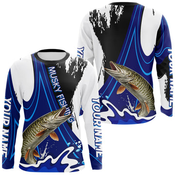 Maxcorners Musky Fishing Jersey Personalized Name Fishing Shirt, Angler Tournament Fishing Apparel LM1005