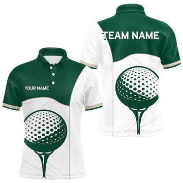 Maxcorners Green White Golf Ball Mens Golf Polo Shirts Custom Golf Clothing For Gentleme LM1005