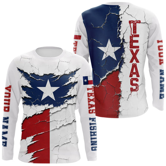 Maxcorners Texas Fishing Shirt Long Sleeve Patriotic Texas Flag UV Protection Fishing Apparel LM0706