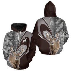 Maxcorners Whitetail Deer Hunting Clothes Custom Name Beautiful Gray Camo Hunting Gifts LM1610