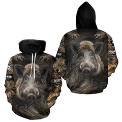 Maxcorners Personalized Wild Boar Hunting Camo Full Printing Shirts Boar Hunting Gifts Gift for Hunters LM1809
