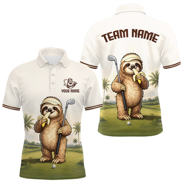 Maxcorners Personalized Funny Sloth Mens Golf Polo Shirt â€“ Funny Golfer Polo For Men LM1705