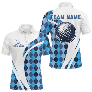 Maxcorners White And Green Argyle Pattern Mens Golf Polo Shirt Custom Golf Polo Best Golf Gifts LM1903