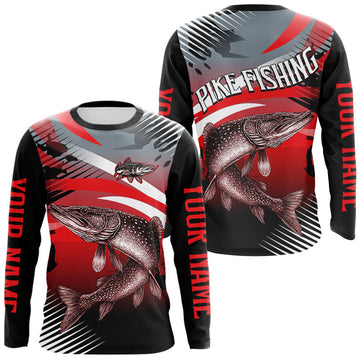 Maxcorners Custom Pike Long Sleeve Performance Fishing Shirts, Pike Fishing Shirt For Men LM0402
