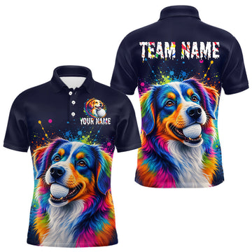 Maxcorners Personalized Australian Shepherd Mens Golf Polo Shirt - Custom Dog Lover Team Name Jersey LM0106