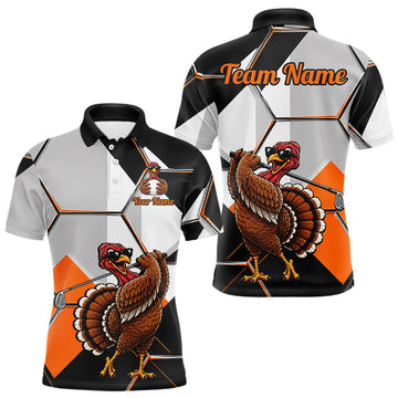 Maxcorners Personalized Thanksgiving Men Golf Shirt, Funny Team Golf Apparel, Custom Turkey Golf Polo Shirt