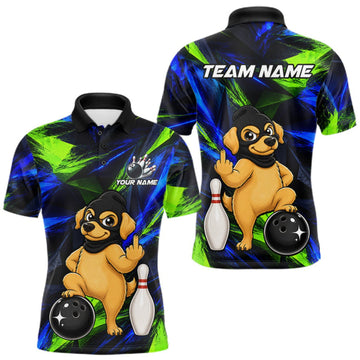 Maxcorners Funny Dog Bowling Shirt Bowling League Shirt Custom Team Name For Men LM0409