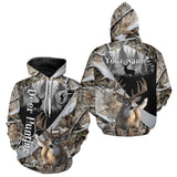 Maxcorners Whitetail Deer Hunting 3D All Over Print Winter Camo Shirt Custom Name Gifts For Hunter LM1610