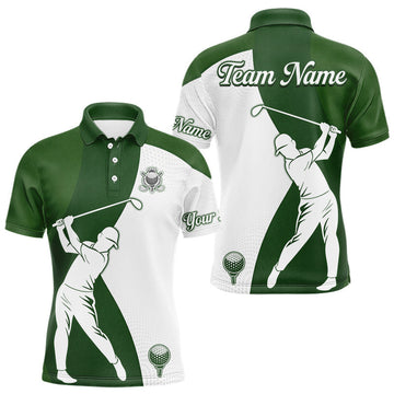 Maxcorners Custom Green & White Golf Shirt For Mens, Golf Jersey Team Golf For Mens