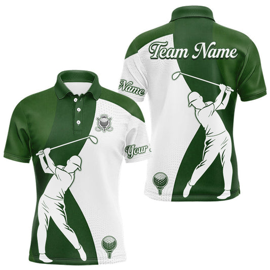 Maxcorners Custom Green & White Golf Shirt For Mens, Golf Jersey Team Golf For Mens