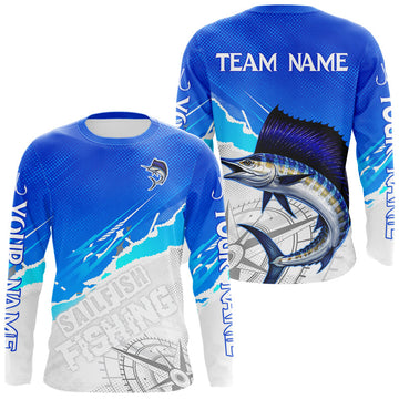 Maxcorners Sailfish Fishing Custom Fishing Shirts Long Sleeve For Men, Sailfish Saltwater Fishing Shirt LM0404