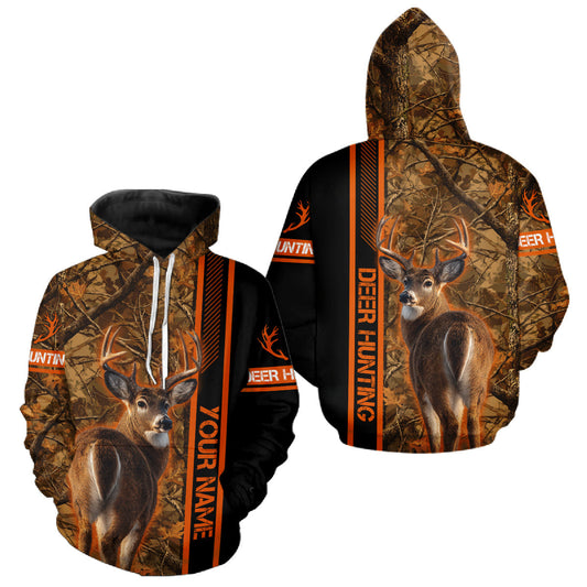 Maxcorners Whitetail Deer Hunting Season Shirt 3D Custom Hoodie Hunting Gift Orange Camouflage Deer Shirts