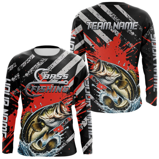 Maxcorners Custom Largemouth Bass Long Sleeve Tournament Fishing Shirts, Largemouth Fishing Jerseys LM1005
