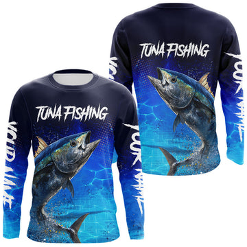 Maxcorners Personalized Blackfin Tuna Long Sleeve Fishing Shirts Saltwater Deep Sea Fish LM1501