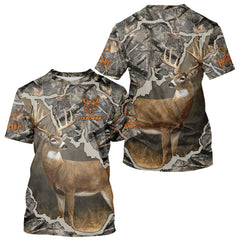 Maxcorners Custom Whitetail Deer Hunting Custom Name Camo Shirt, Deer Hunting Apparel, Camouflage Deer Shirts LM1109