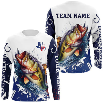 Maxcorners Bass Fishing 3D Texas Flag Western Shirts Customize Bass Fishing Jerseys, Sun Protection Shirts LM1705