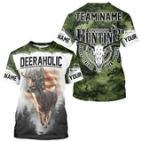 Maxcorners Green Camouflage Deer Hunting Shirts with American Flag – Custom Name, Gift for Hunters LM2608