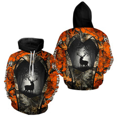 Maxcorners Personalized Orange Camo Whitetail Deer Hunting Shirt With 3D Print For Deer Hunters MT1511