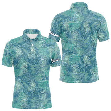 Maxcorners Funny Pineapple Tropical Palm Tree Mens Golf Polo Shirts Custom Golf Shirts For Men